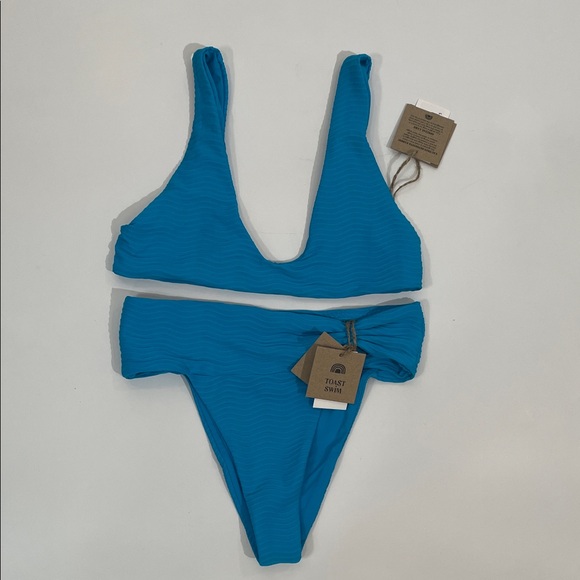 Toast Other - NWT Toast Swim Bikini XS Ocean Wave Scoop Top Banded Waist Bottom